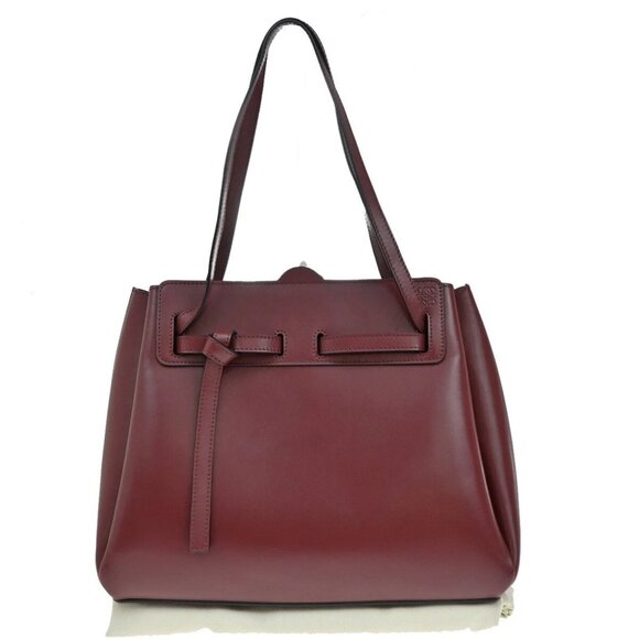 Loewe Handbags - LOEWE Logo Lazo Hand Bag Leather Red Made in Spain